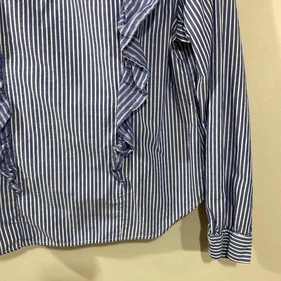 Mossimo Supply Co. ruffled striped long sleeve top blue and white L - Picture 8 of 16